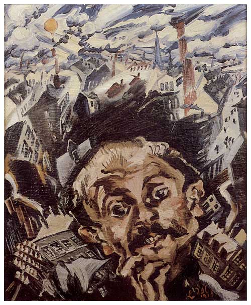 Ludwig Meidner, Ich und die Stadt, 1913, Öl auf Leinwand, 60  50 cm, Privatbesitz